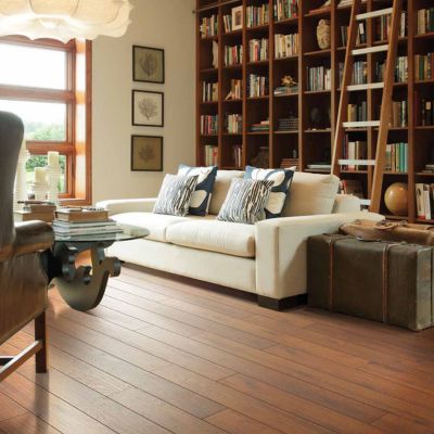 wood look laminate flooring in a Rochester, MN, home library